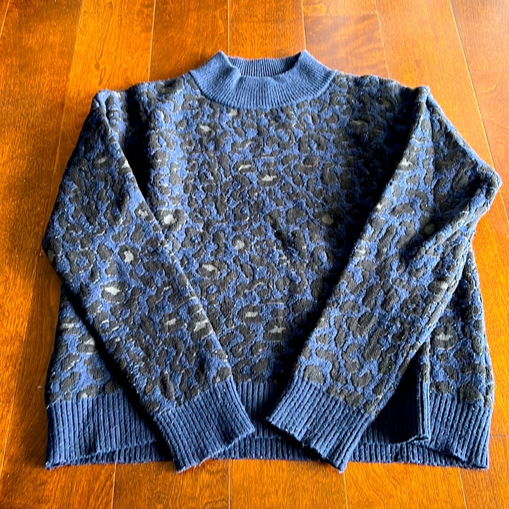 Navy, leopard sweater